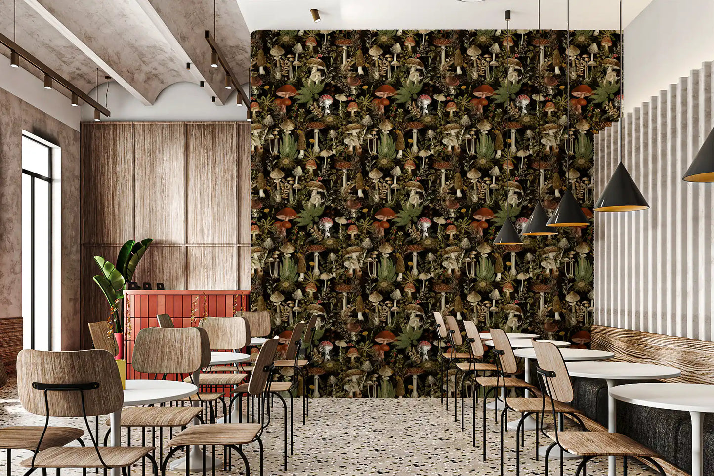 Midnight Forest Mushroom Botanical Wallpaper⁠