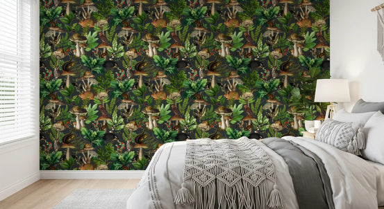 Vintage Forest Creatures and Fungi Wallpaper⁠