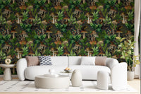 Vintage Forest Creatures and Fungi Wallpaper⁠