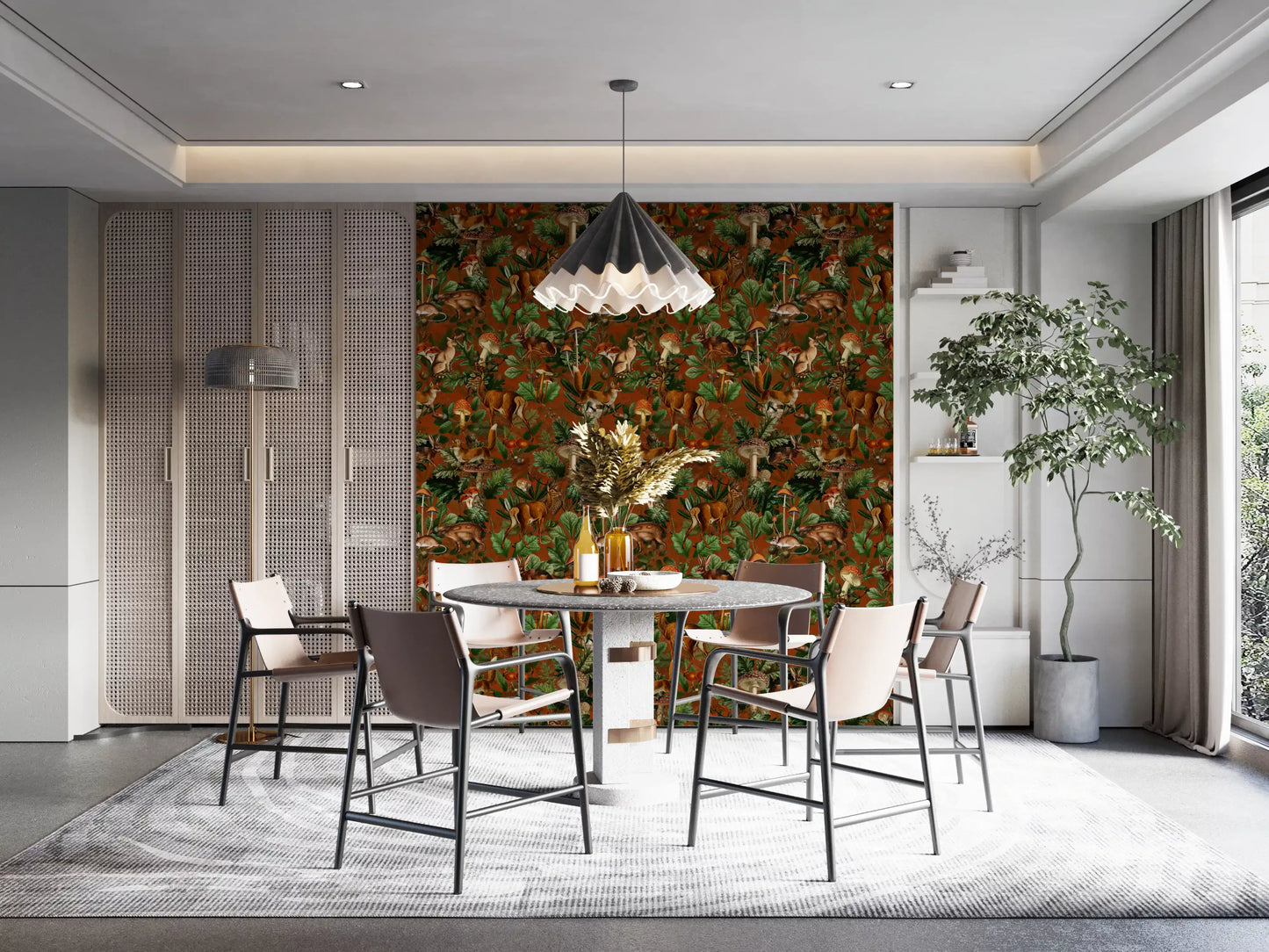 Rustic Woodland Creatures and Fungi Tapestry Wallpaper⁠