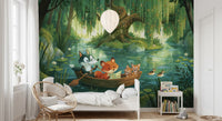 Woodland River Boat Adventure Wall Mural