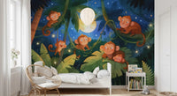 Starlit Jungle Monkey Paradise Wall Mural