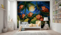 Starlit Jungle Monkey Paradise Wall Mural