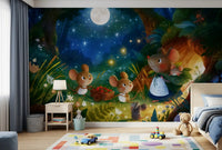 Midnight Forest Mouse Gathering Wall Mural