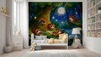 Woodland Nighttime Gathering Mural Wall Mural