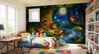 Woodland Nighttime Gathering Mural Wall Mural