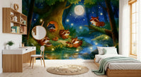 Woodland Nighttime Gathering Mural Wall Mural