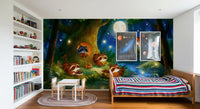 Woodland Nighttime Gathering Mural Wall Mural