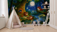 Woodland Nighttime Gathering Mural Wall Mural