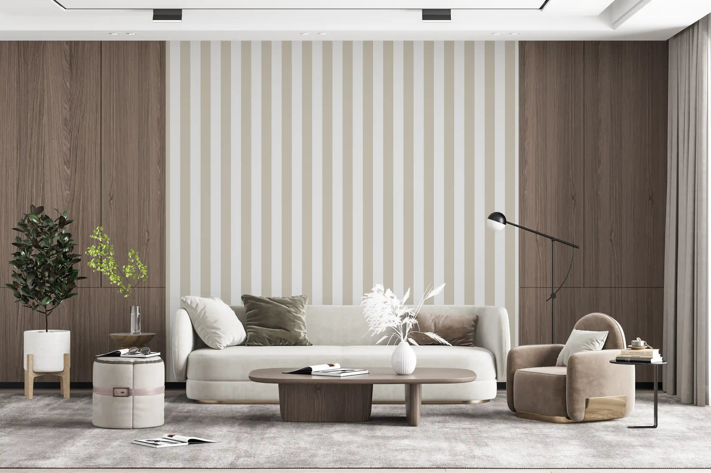 Classic Neutral Vertical Stripes Wallpaper⁠
