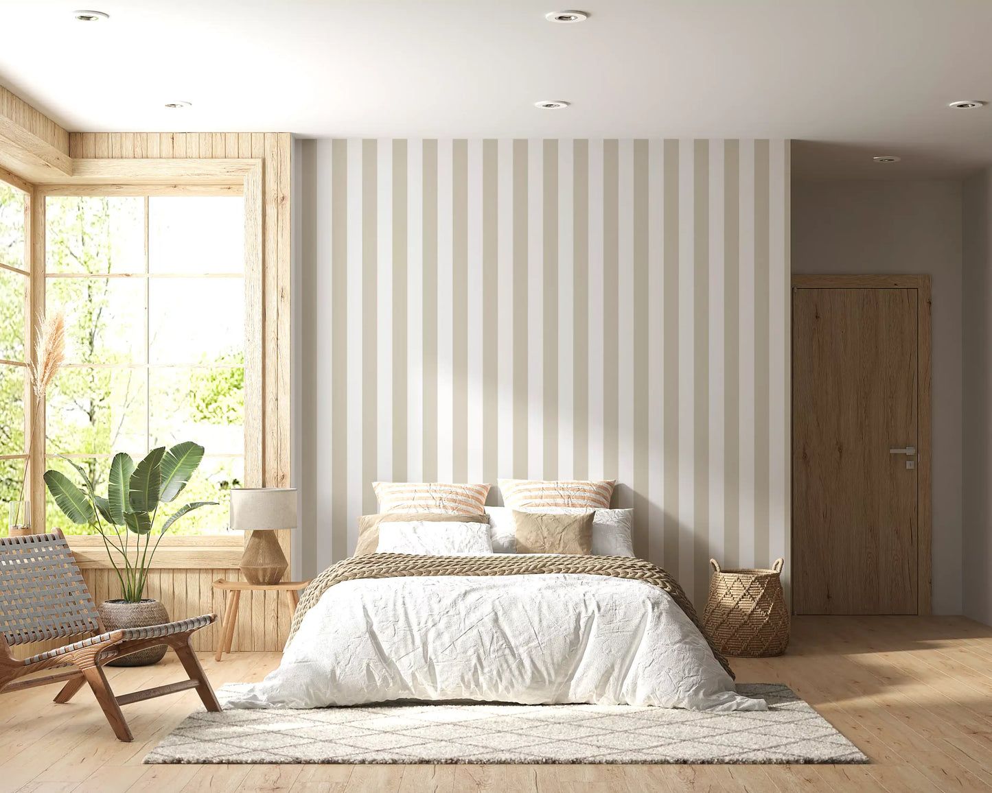Classic Neutral Vertical Stripes Wallpaper⁠