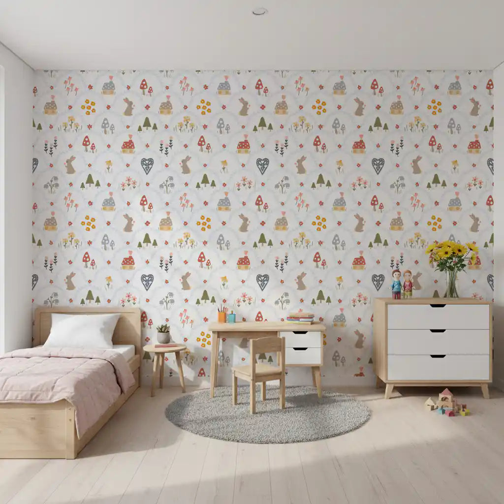 Fairytale Meadow in Blue Wallpaper⁠
