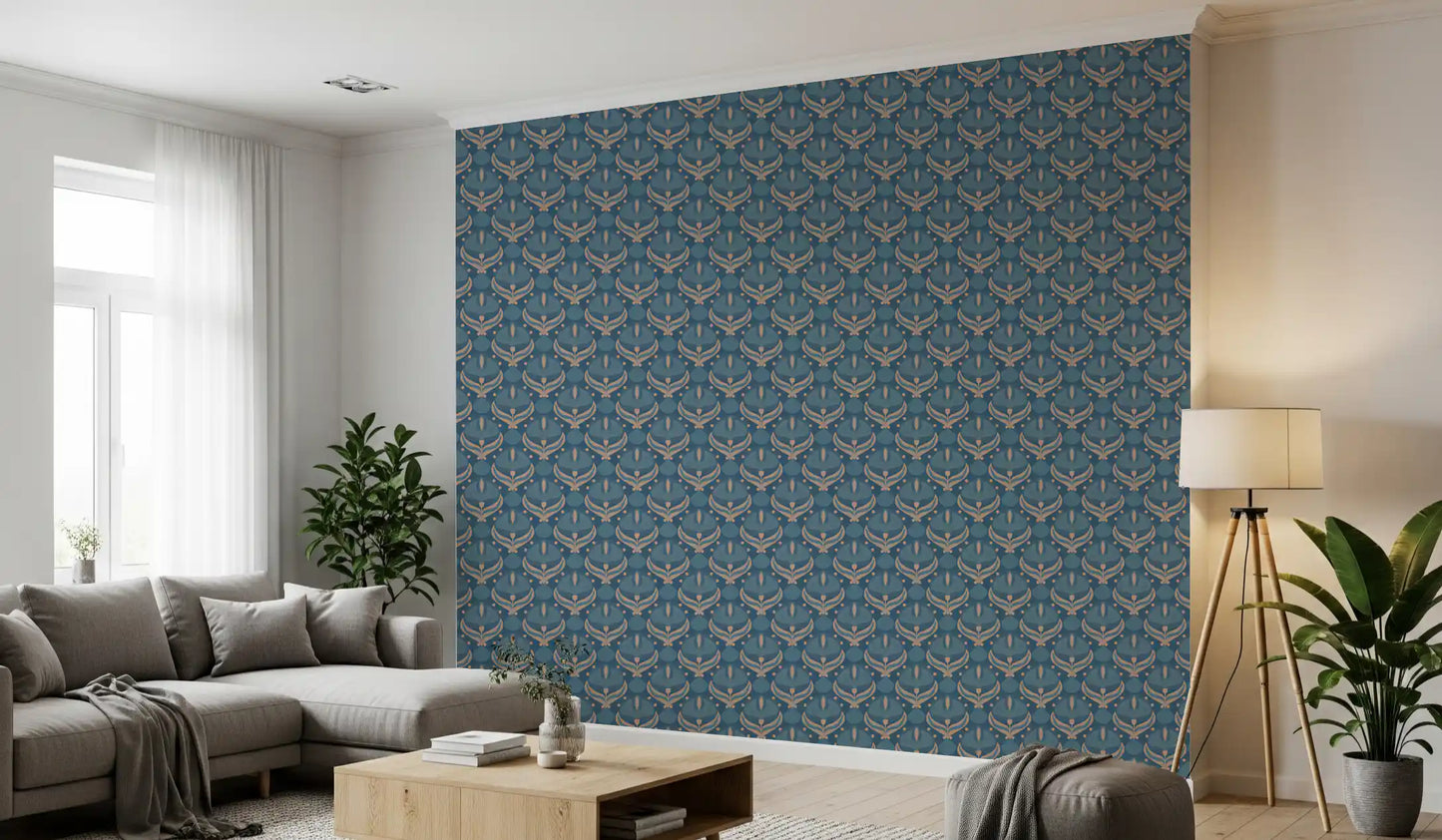 Midnight Lotus Bloom Geometric Wallpaper⁠