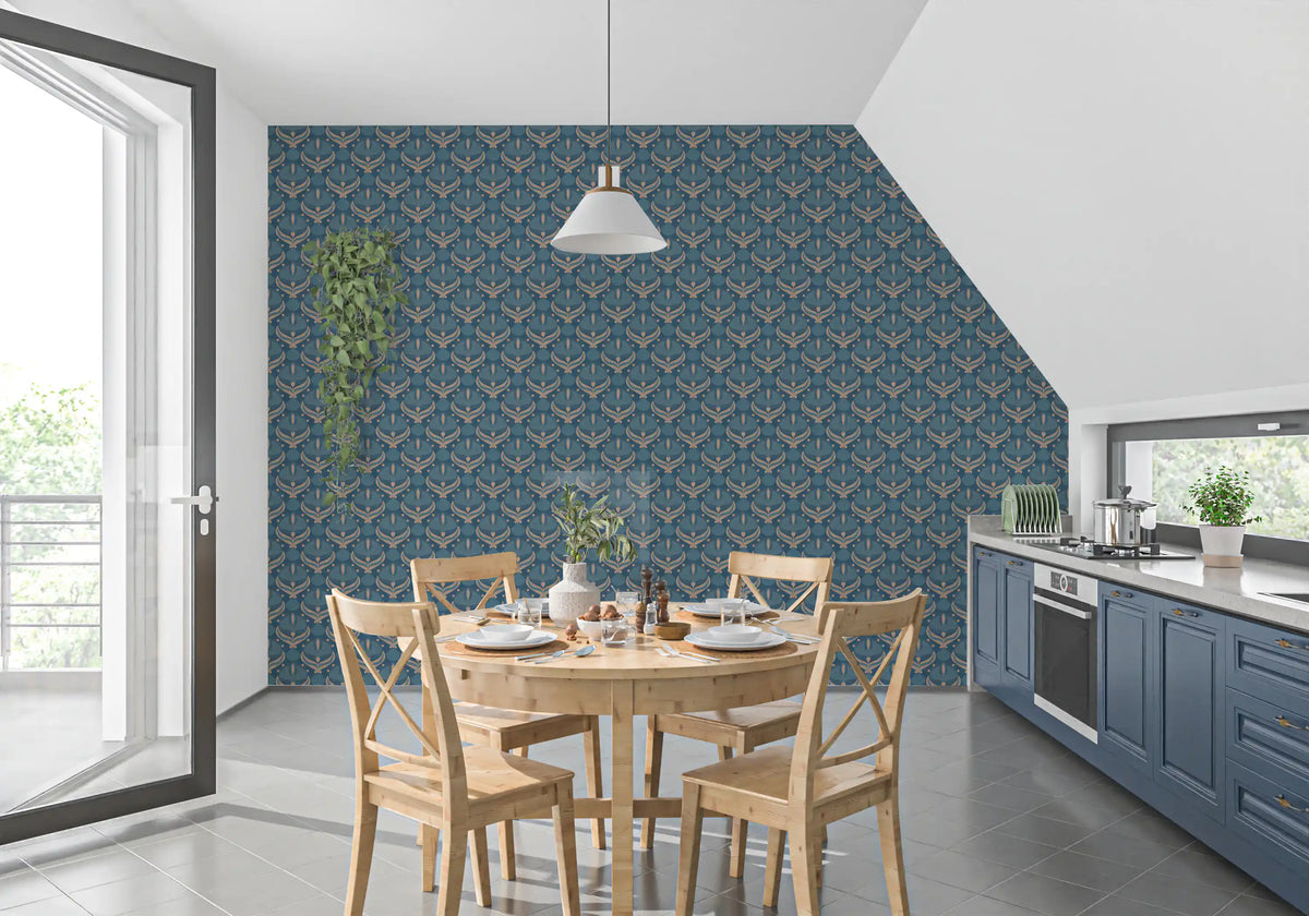 Midnight Lotus Bloom Geometric Wallpaper⁠