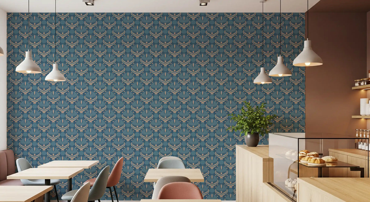 Midnight Lotus Bloom Geometric Wallpaper⁠