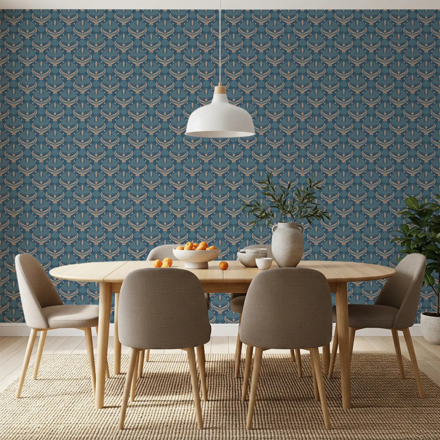 Midnight Lotus Bloom Geometric Wallpaper⁠