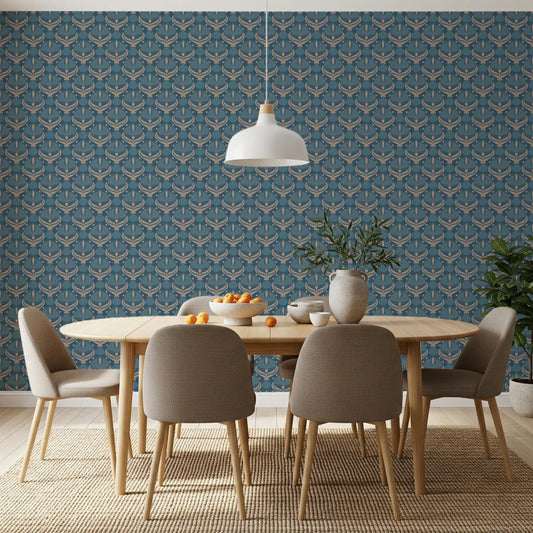 Midnight Lotus Bloom Geometric Wallpaper⁠