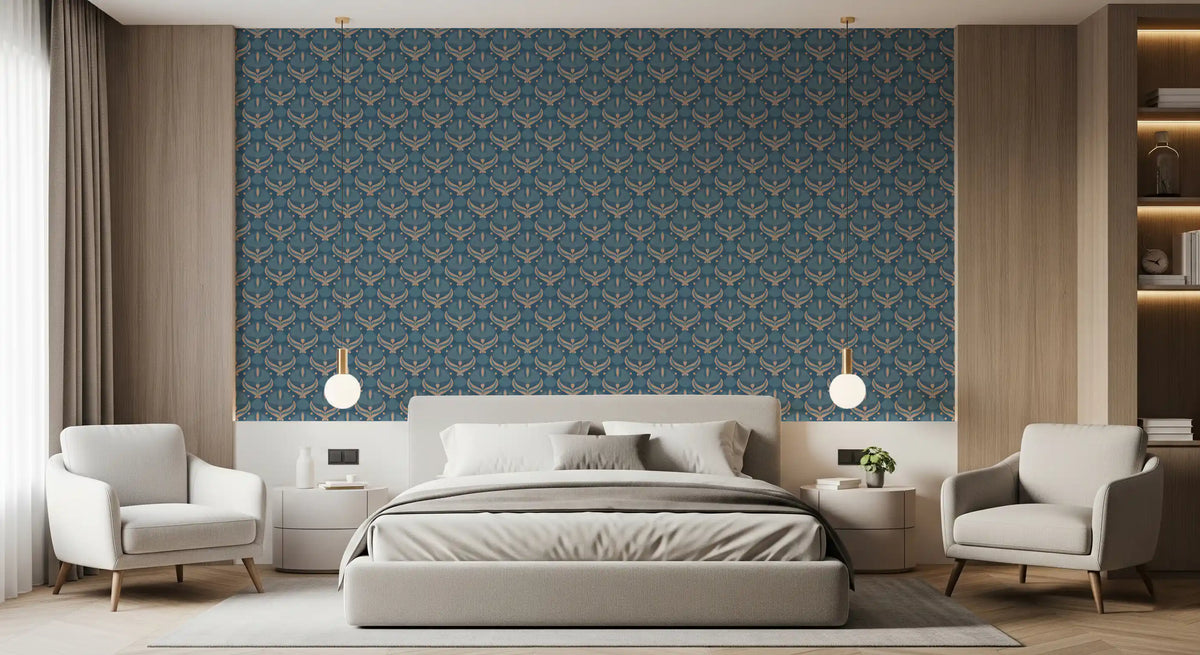 Midnight Lotus Bloom Geometric Wallpaper⁠