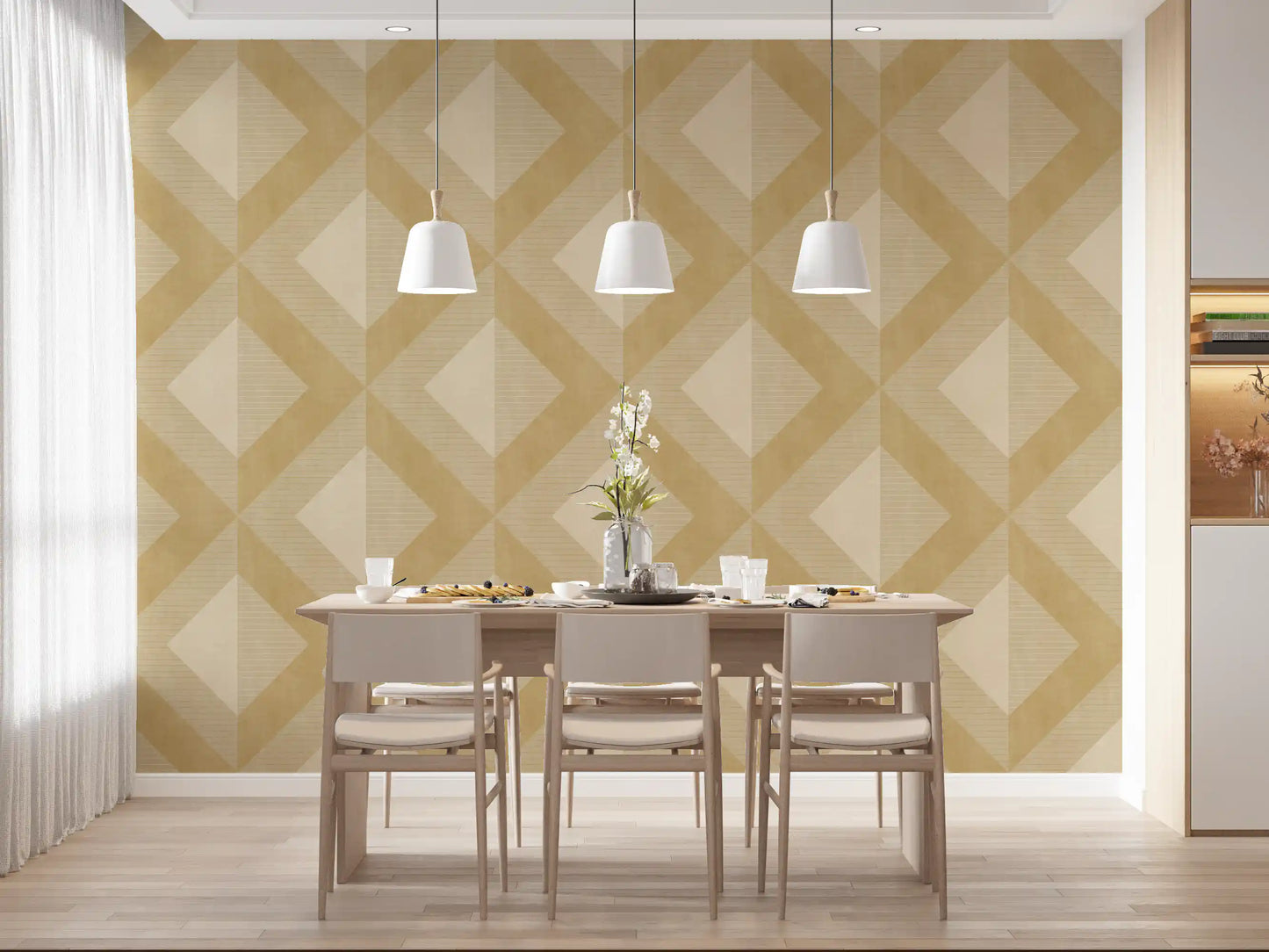 Golden Geometric Diamond Motif Wallpaper⁠