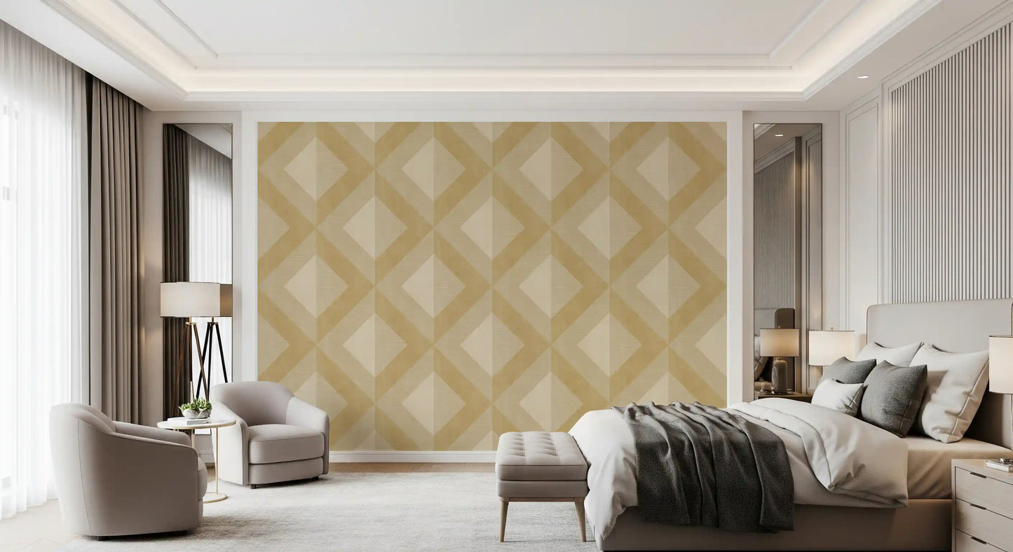 Golden Geometric Diamond Motif Wallpaper⁠