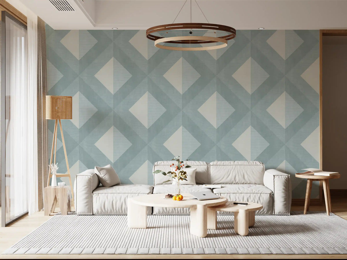 Cerulean Geometric Diamond Layer Wallpaper⁠