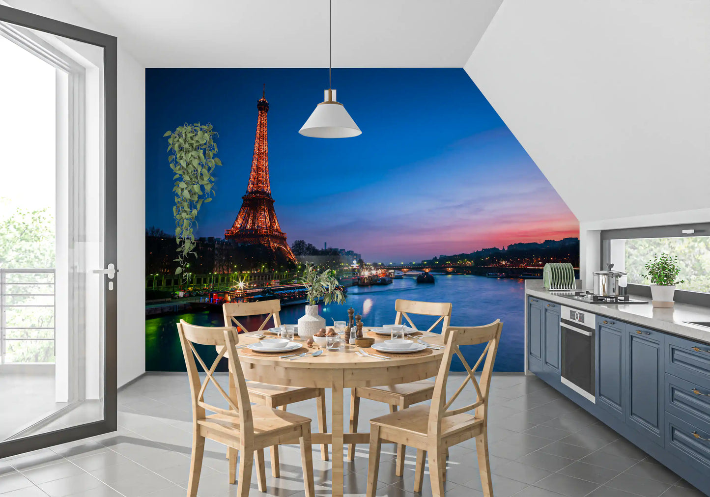 Parisian River Nightscape Wall Mural