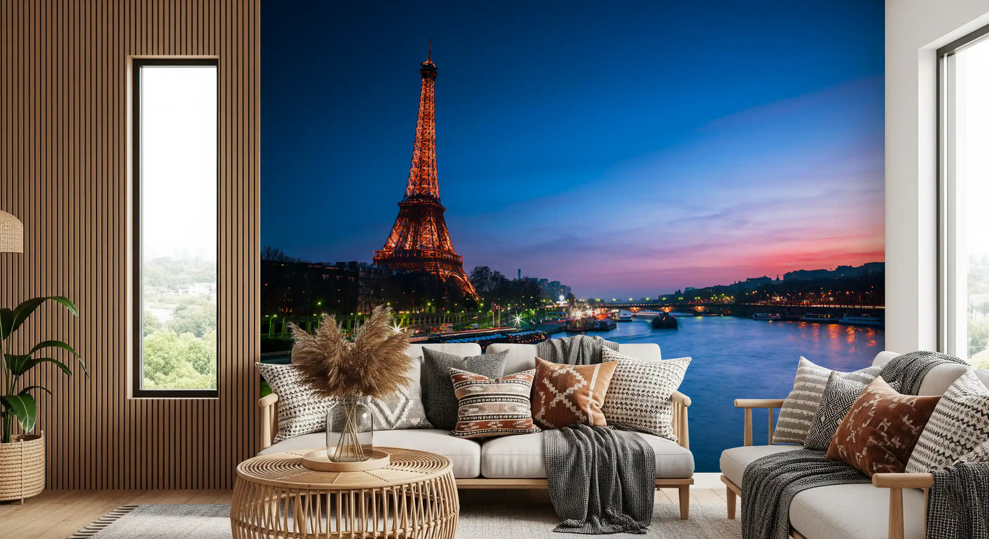 Parisian River Nightscape Wall Mural