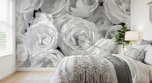 Abstract Petal Layers in Monochrome Wall Mural
