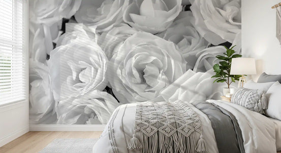 Abstract Petal Layers in Monochrome Wall Mural