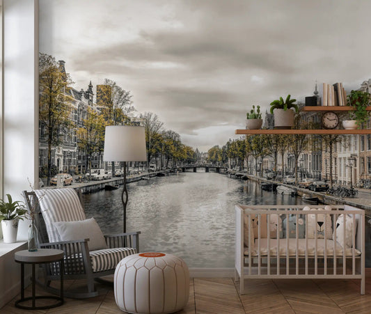 Classic Dutch Canal Architecture Wall Mural