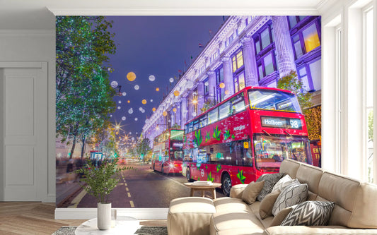 London Festive Street Scene Wall Mural