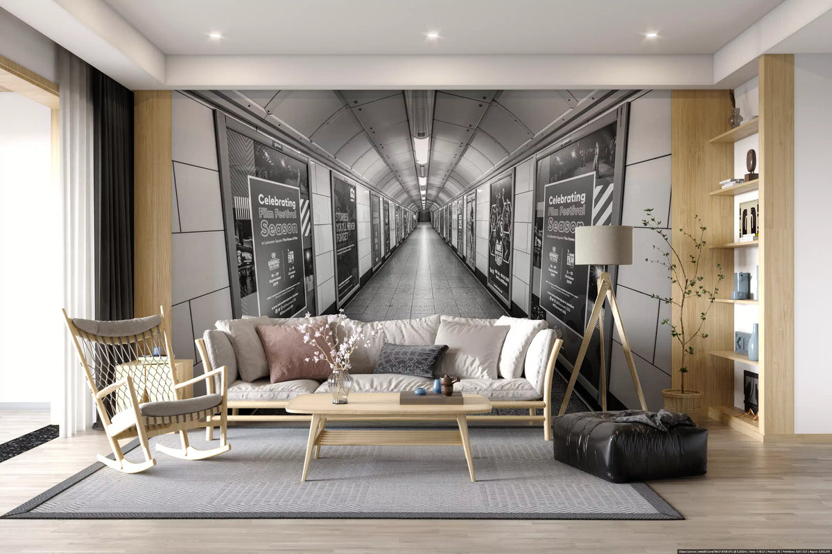 Subterranean Transit Corridor Wall Mural