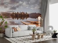 Autumn Lakeside Sunset Reflection Wall Mural