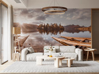 Autumn Lakeside Sunset Reflection Wall Mural