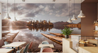 Autumn Lakeside Sunset Reflection Wall Mural