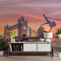 Evening Fountain at Tower Bridge Wall Mural
