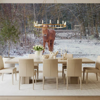 Rustic Winter Woodland Pony Wall Mural