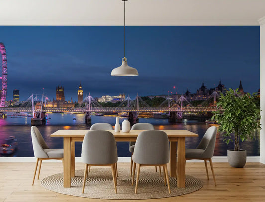 Evening Lights over the River Thames Wall Mural