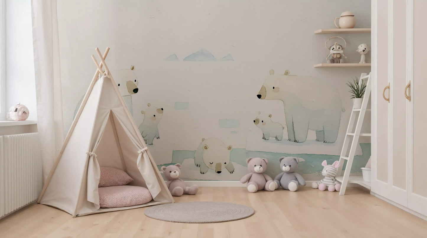 Arctic Polar Bear Family Wall Mural