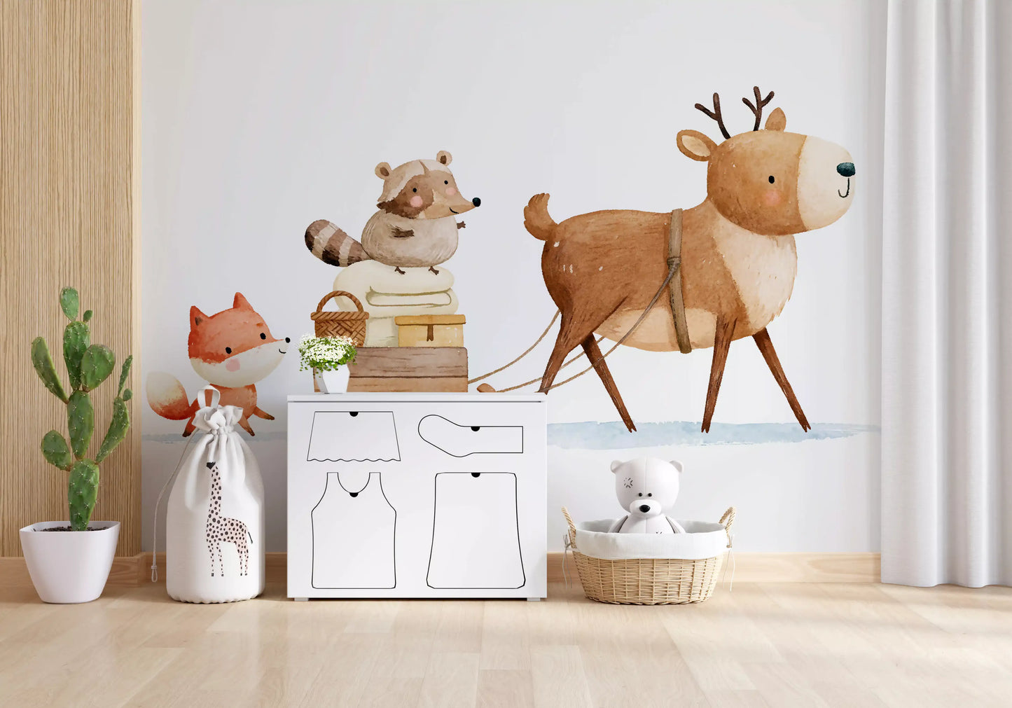 Winter Forest Friends Sleigh Ride Wall Mural