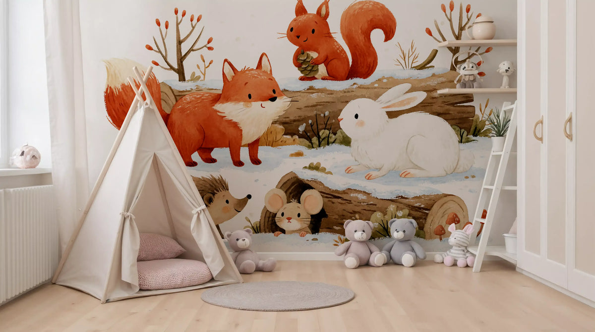 Winter Forest Friends Wall Mural