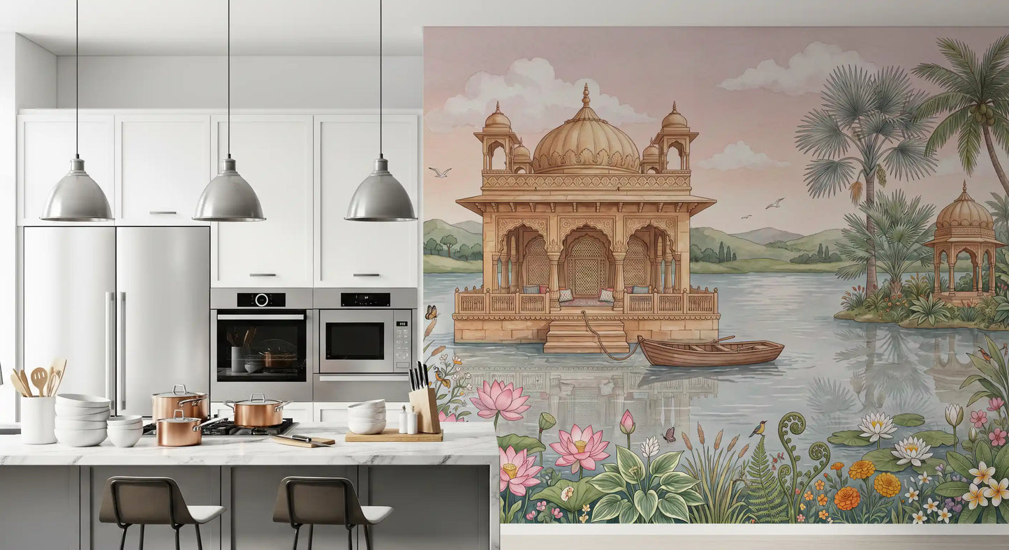 The Lotus Lake Palace Wall Mural