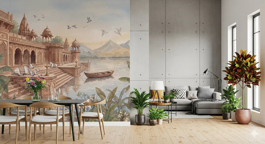 The Sacred Ghats at Dawn Wall Mural