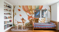 Woodland Autumn Animal Balloon Friends Wall Mural