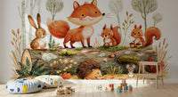Forest Friends Autumnal Woodland Gathering Wall Mural