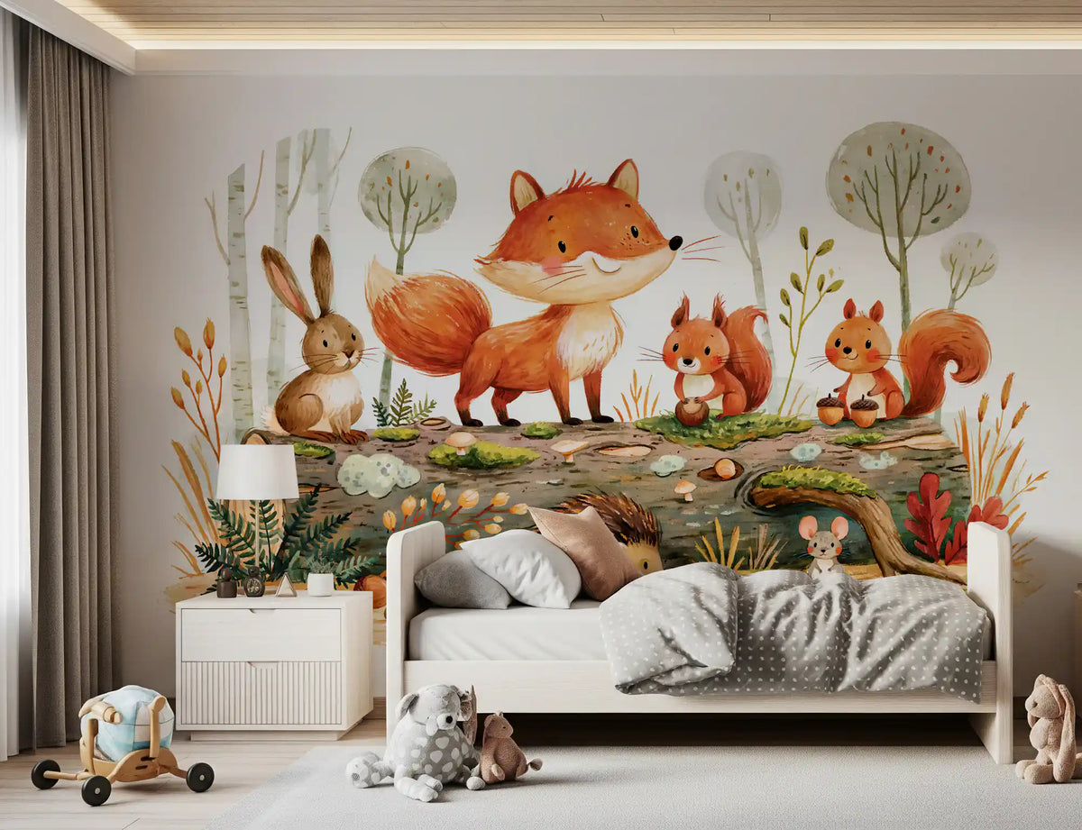 Forest Friends Autumnal Woodland Gathering Wall Mural