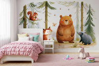 Whimsical Woodland Friends in a Autumnal Forest  Wall Mural