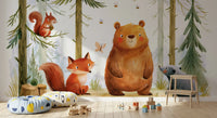 Whimsical Woodland Friends in a Autumnal Forest  Wall Mural