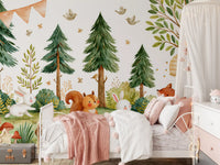 Autumnal Forest Meadow Animal Gathering Wall Mural