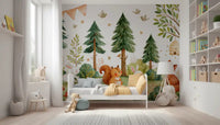 Autumnal Forest Meadow Animal Gathering Wall Mural